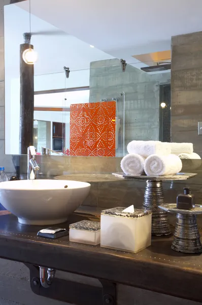 Fragment like View of mixed style Interior of bath room — Stock Photo, Image