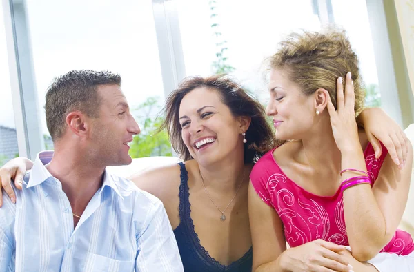 Portrait of young happy attractive having good time — Stock Photo, Image