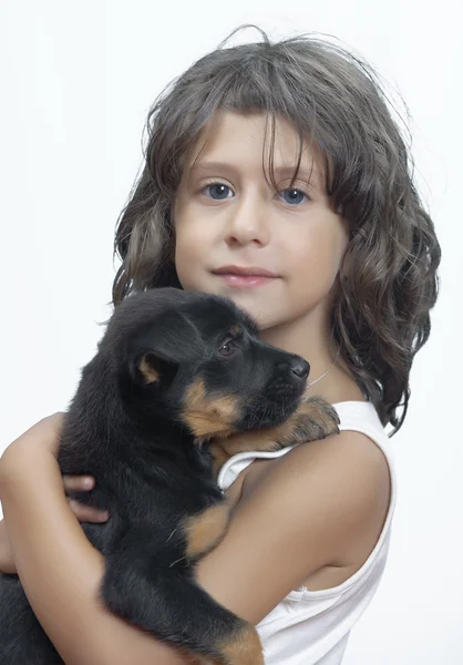 Ragazza con cane — Foto Stock