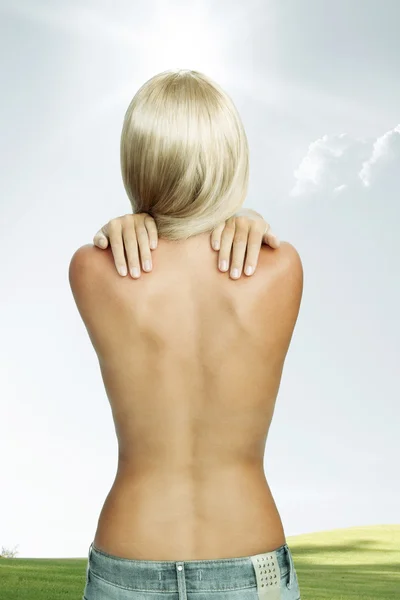 Woman on white back — Stock Photo, Image
