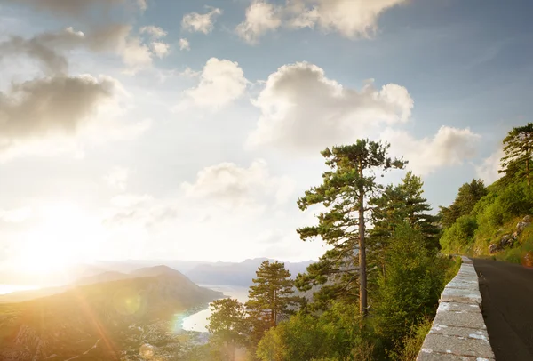 Panoramisch uitzicht van fijne zomer lege weg door de berg — Stockfoto