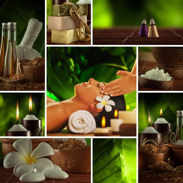 Spa tema foto collage består av olika bilder — Stockfoto