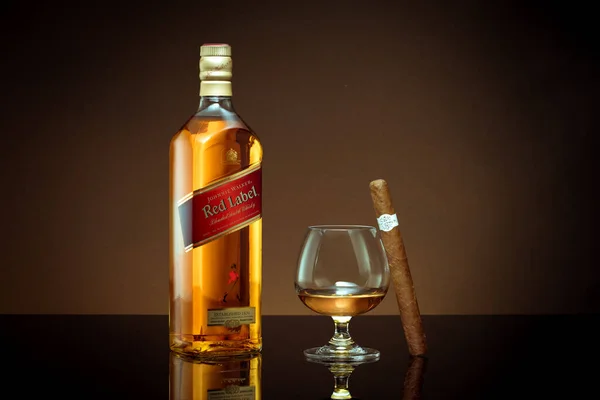 Phuket Tayland Şubat 2021 Johnnie Walker Red Label Karışık Viskiyi — Stok fotoğraf