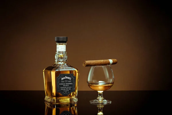 Phuket Thailand Feb 2021 Jack Daniels Blended Whisky Brown Background — Stock Photo, Image