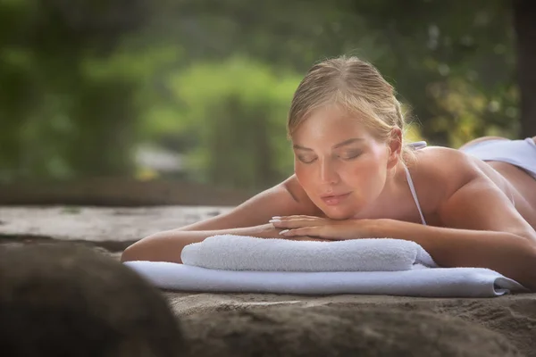 Portrait Young Beautiful Woman Spa Environment — Stock Photo, Image