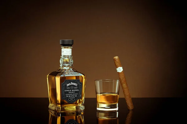 Phuket Thailand Feb 2021 Jack Daniels Blended Whisky Grey Background — Stock Photo, Image