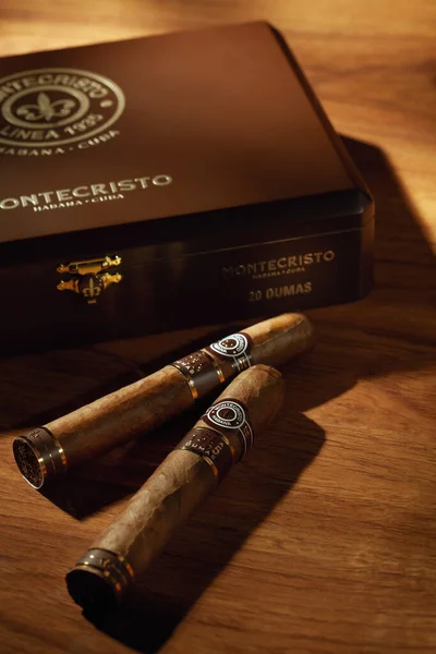 Bangkok Thailand April 2022 Photo Box Cigars Montecristo Habana Cuba — Φωτογραφία Αρχείου