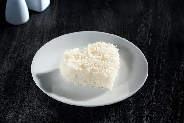Κοντινή Άποψη Του Πιάτου Ρύζι Γκρι Πλάτη — Φωτογραφία Αρχείου
