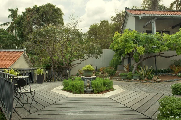 Vista Panorâmica Belo Jardim Estilo Chinês — Fotografia de Stock