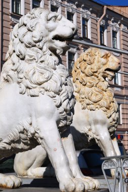 st. Petersburg'da iki beyaz aslan
