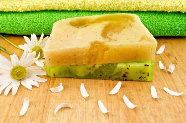 Soap homemade green and yellow — Stock Photo, Image