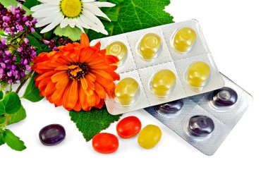 pastilleri öksürük otlar ile çok renkli