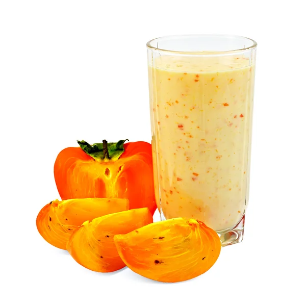 Milkshake with persimmons — Stock Photo, Image