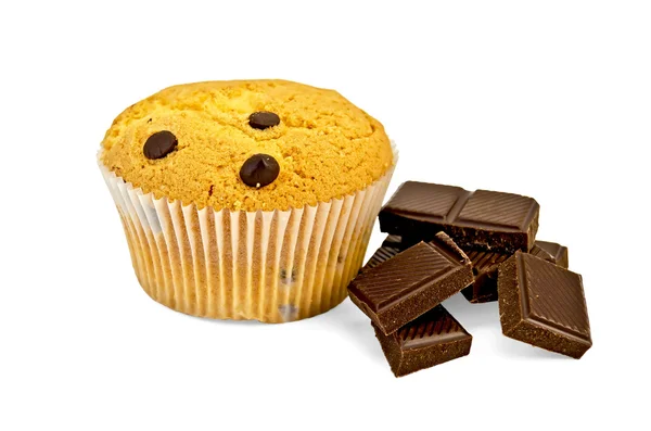 Cake with slices of dark chocolate — Stock Photo, Image