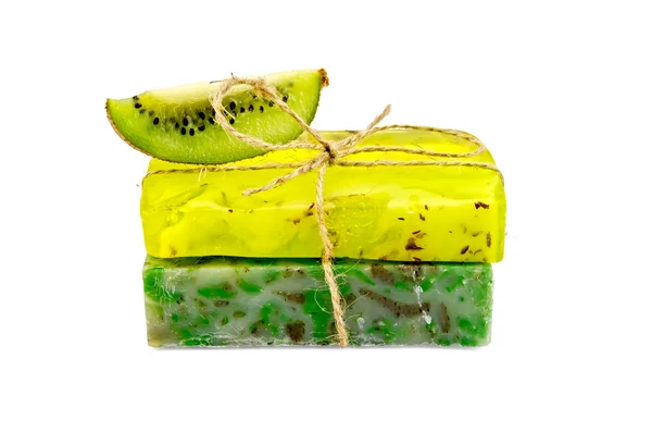 Soap homemade with a slice of kiwi — Stock Photo, Image