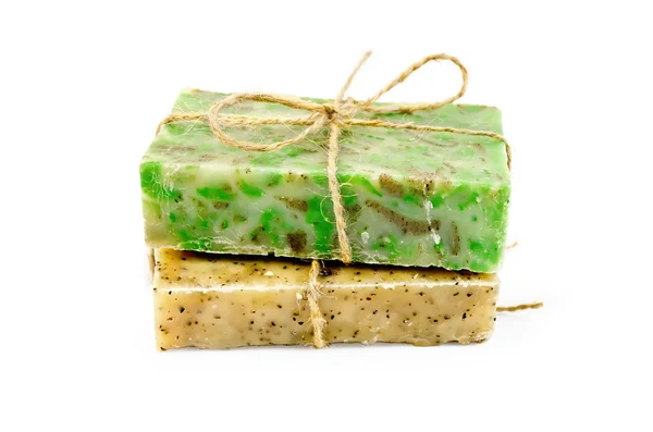 Soap homemade two with rope — Stock Photo, Image