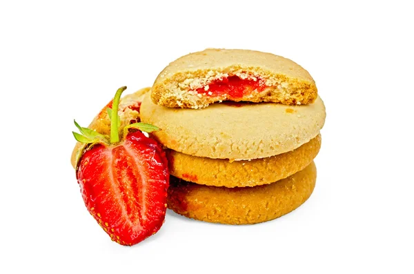 Biscuits with strawberries — Stock Photo, Image