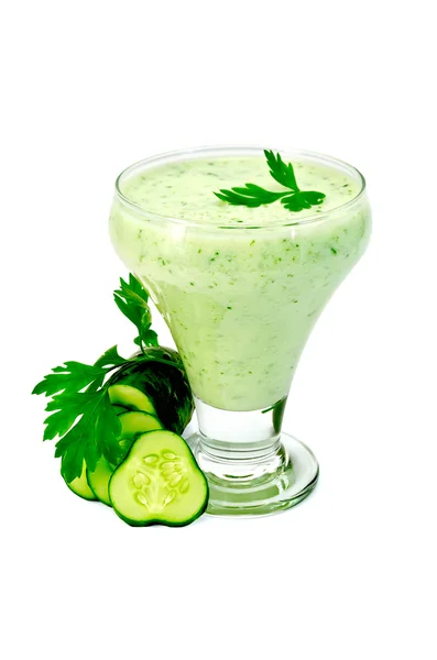 Jogurt zielony ogórek i pietruszka — Zdjęcie stockowe