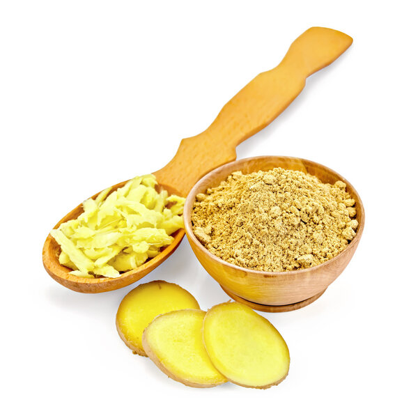 Ginger powder and grated with root slices