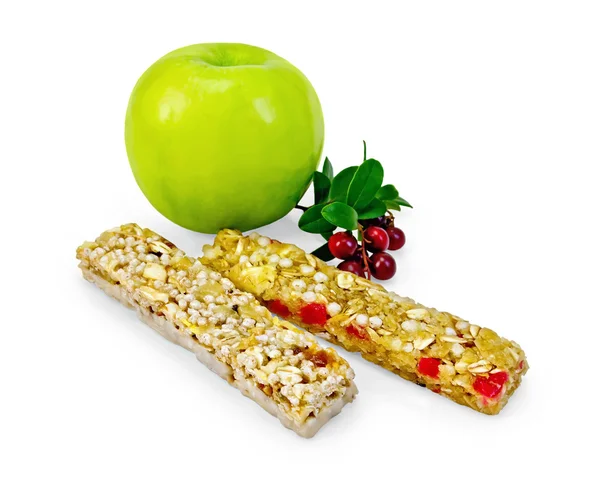 Granola bar lingonberries ve elma — Stok fotoğraf