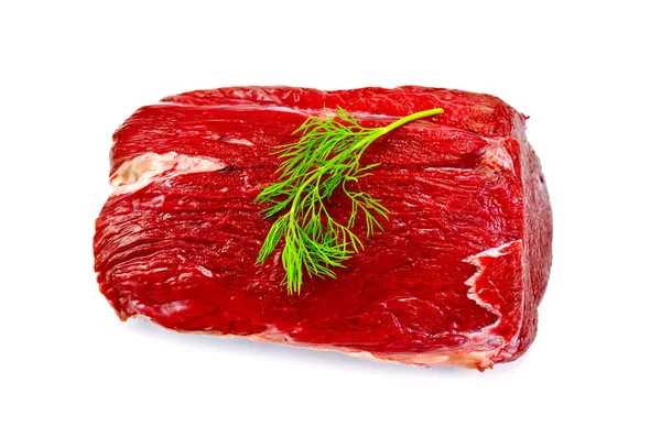 Meat beef whole piece with dill — Stock Photo, Image