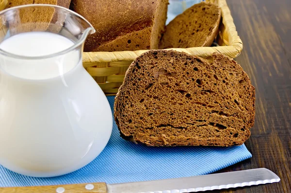 Rye homemade bread with milk — Stock Photo, Image