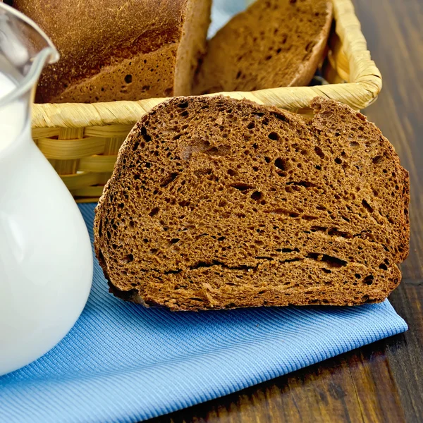 Zelfgemaakte roggebrood met melk op het bord — Stockfoto