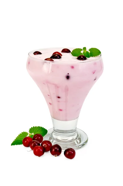 Yogurt thick with cranberries — Stock Photo, Image