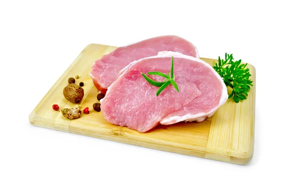 Fatias de carne de porco com especiarias e salsa — Fotografia de Stock