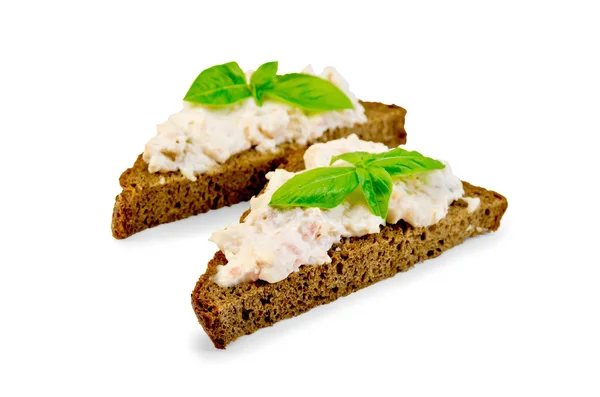 Sandwich with cream from salmon and mayonnaise — Stock Photo, Image