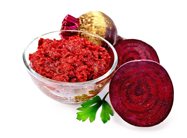 Beet caviar in the glass bowl — Stock Photo, Image
