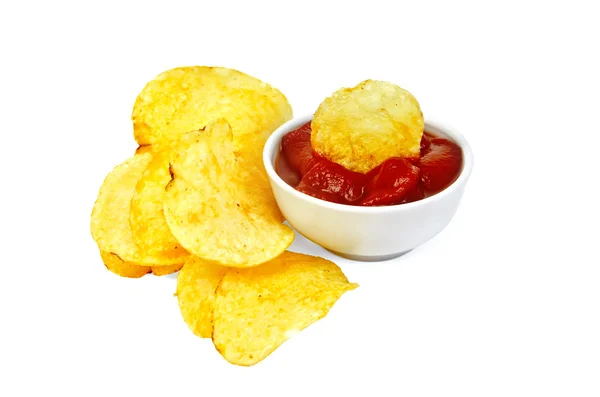 Chips in tomato sauce — Stock Photo, Image