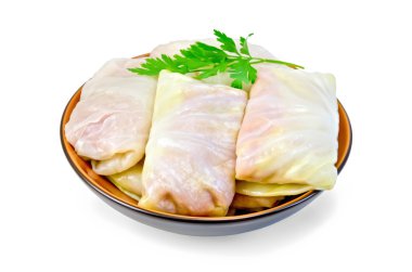 maydanoz bir tabak lahana dolması