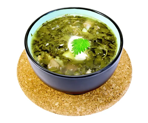 Суп зеленая крапива на трибуне — стоковое фото