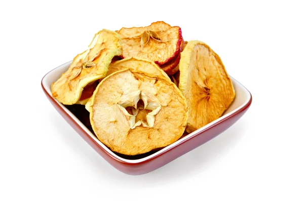 Rodajas de manzana secas en tazón — Foto de Stock