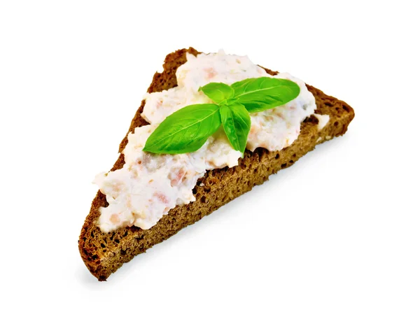 Sandwich one with cream of salmon and mayonnaise — Stock Photo, Image