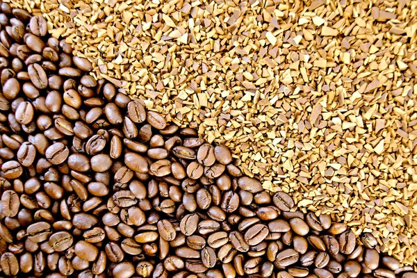 Kávová zrna a granulované — Stock fotografie