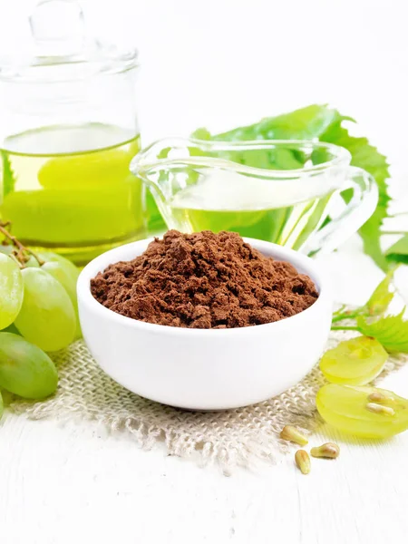 Grape Seed Flour Bowl Sacking Oil Jar Gravy Boat Green — Stock Photo, Image