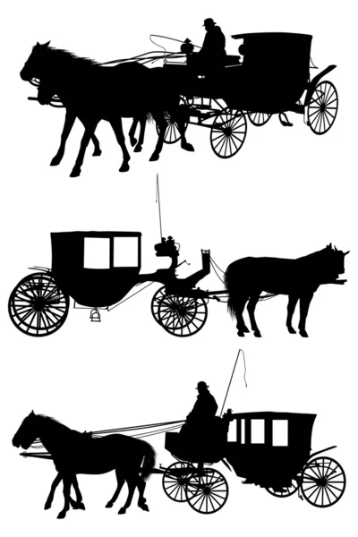 Paard en wagen silhouet — Stockvector