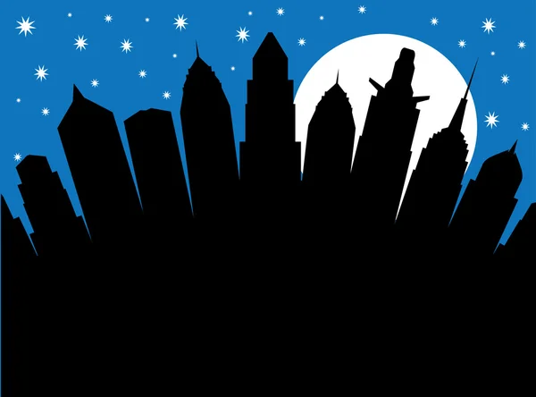 City at night under the moonlight — Stock Vector