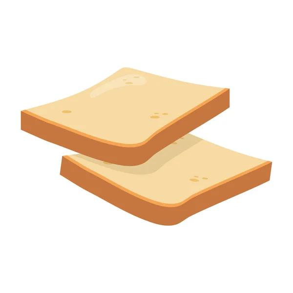 Heerlijke Toast Brood Icoon Witte Toast Brood Plak Voor Sandwich — Stockvector