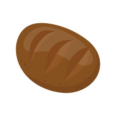 Çavdar ekmeği. Ev yapımı uzun somun ekmek. Fırın malzemesi, pasta. Vektör illüstrasyonu beyaz arkaplanda izole edildi.