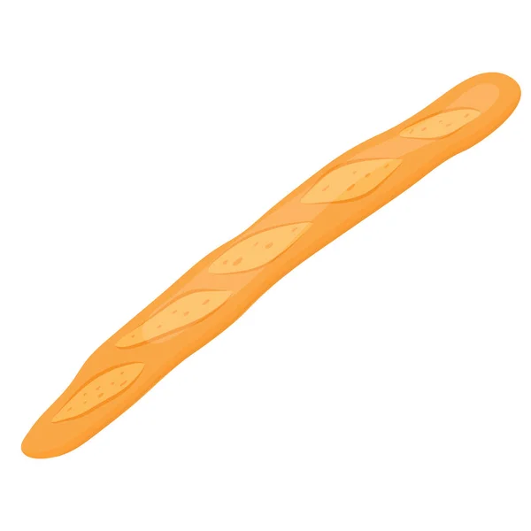 Μακρύ Γαλλικό Ψωμί Μπαγκέτας Απομονωμένο Λευκό Φόντο Εικονογράφηση Διανύσματος — Διανυσματικό Αρχείο