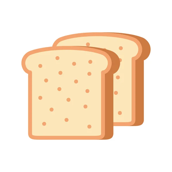 Twee Toast Brood Plakjes Geïsoleerd Wit Volkoren Brood Vectorillustratie — Stockvector