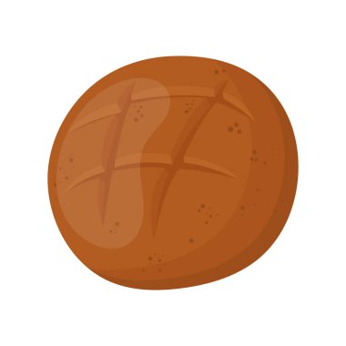 Bir somun çavdar ekmeği. Ev yapımı uzun somun ekmek. Fırın malzemesi, pasta. Vektör illüstrasyonu beyaz arkaplanda izole edildi.