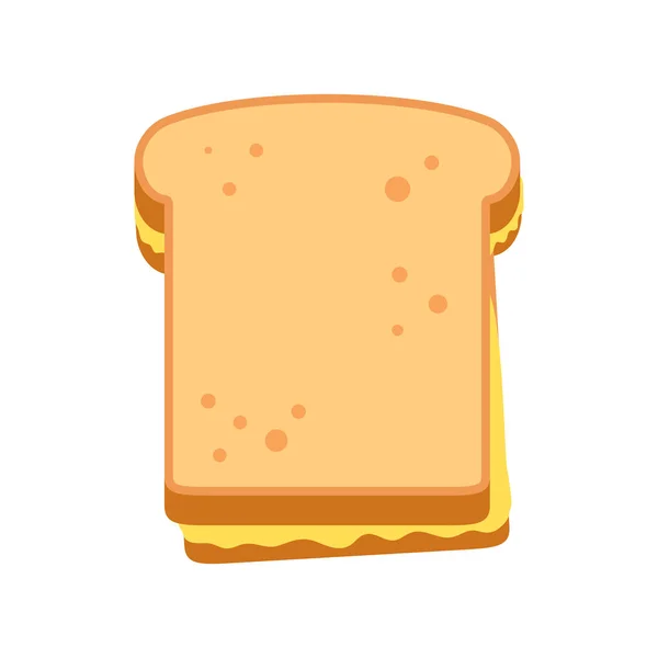 トーストパンのアイコン チーズサンドに溶かしたチーズを焼きます 白を基調としたベクトルイラスト — ストックベクタ