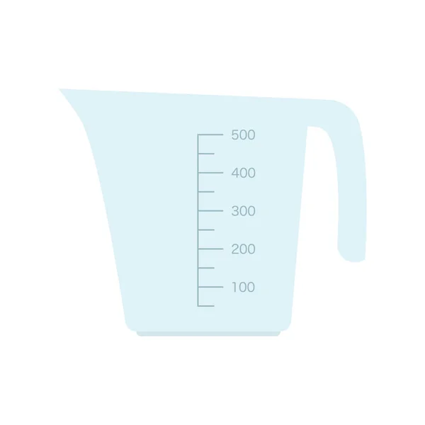 玻璃或塑料空测量杯 用于准备和混合 厨房测量烧杯隔离在白色背景 矢量说明 — 图库矢量图片