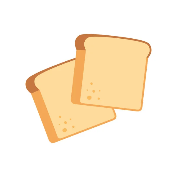 Beyaz Üzerine Izole Edilmiş Iki Kızarmış Ekmek Dilimi Buğday Ekmeği — Stok Vektör