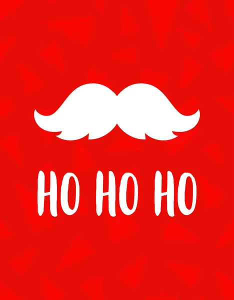 Christmas Card Santa Claus Mustache Text Red Background Vector Illustration — Stock Vector