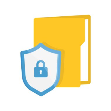 Dizin kilidi, gizlilik politikası. Dosya koruması. Güvenlik koruması ya da gizli veriler. Beyaz arkaplanda vektör illüstrasyonu.